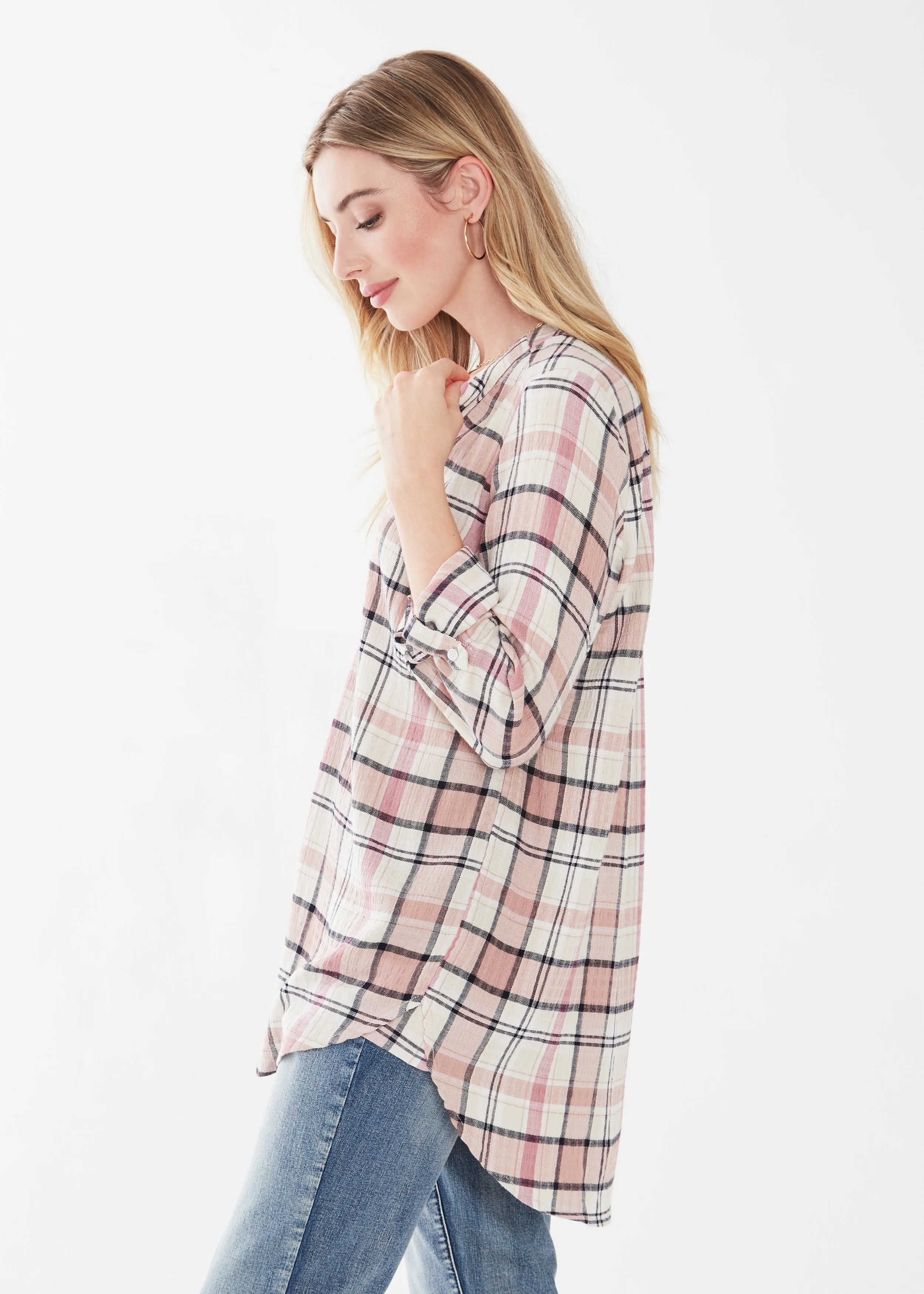 Popover Check Textured Tunic