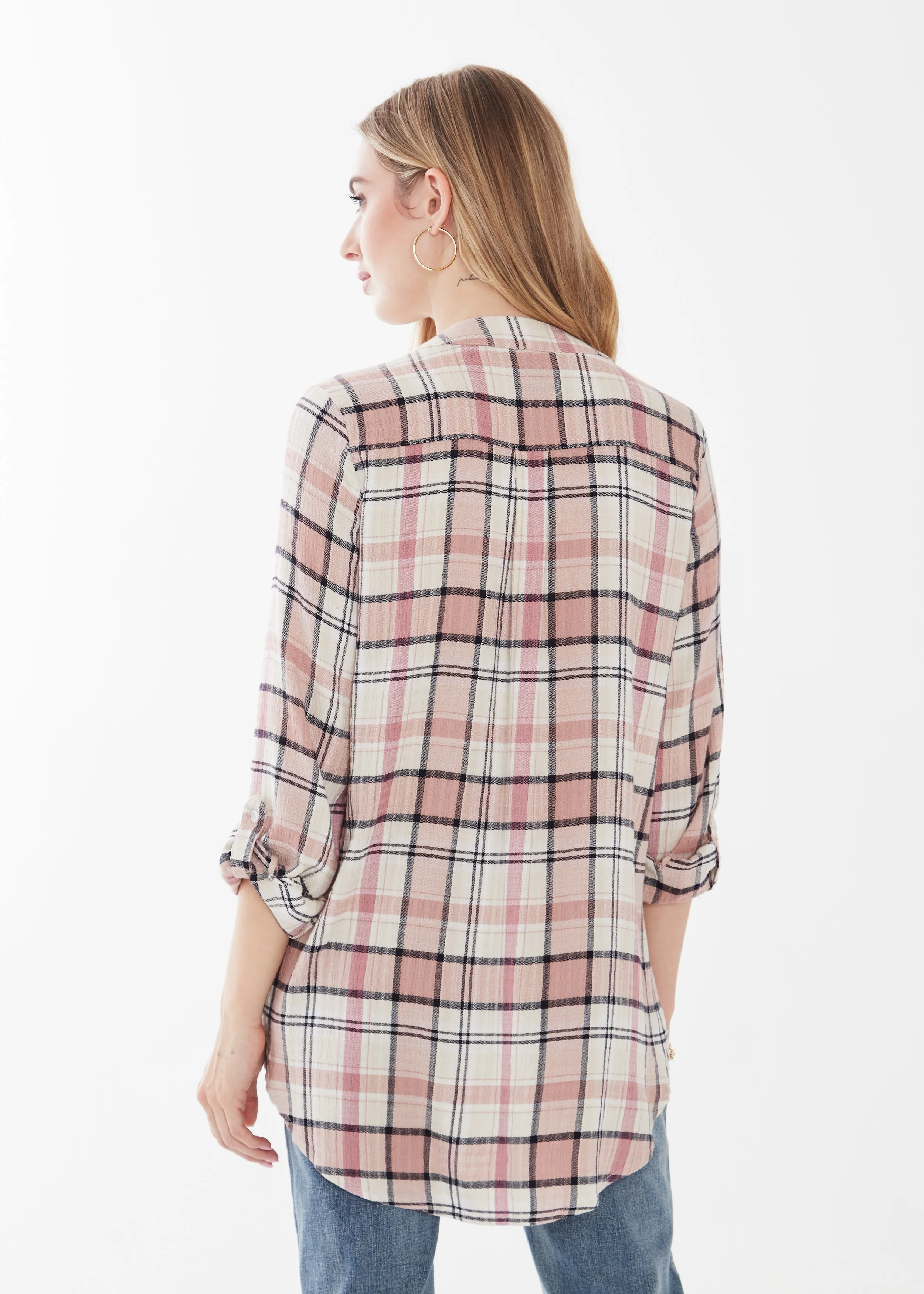 Popover Check Textured Tunic