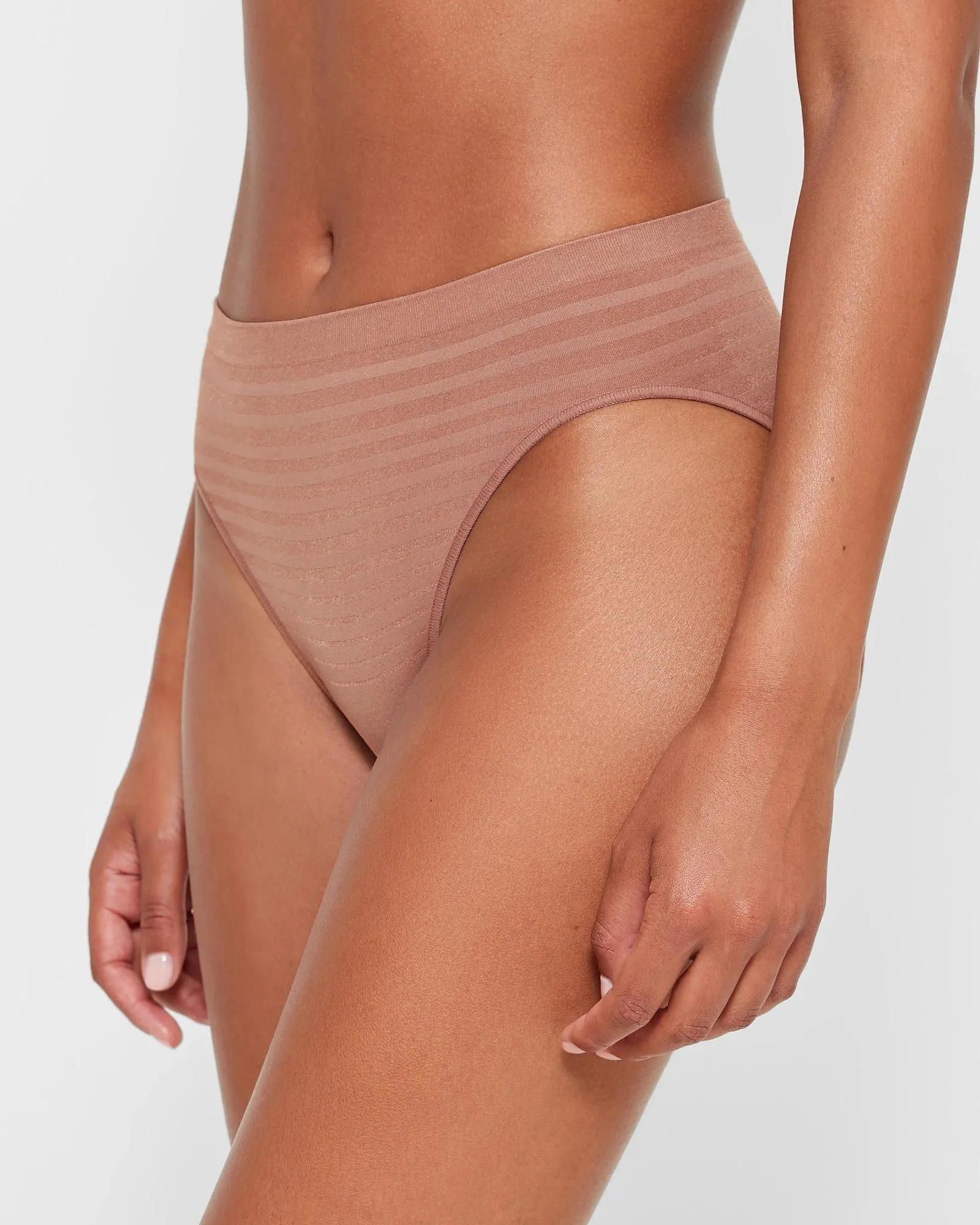 popular  2 Pack Matte and Shine High Cut Briefs - Wood Blush