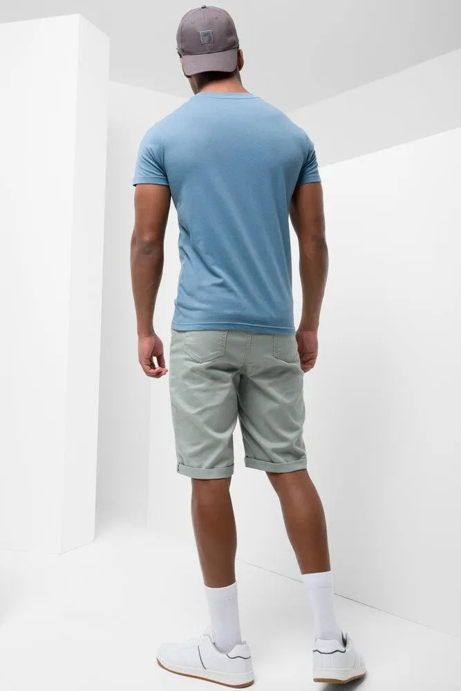Pull On Denim Shorts Light Green