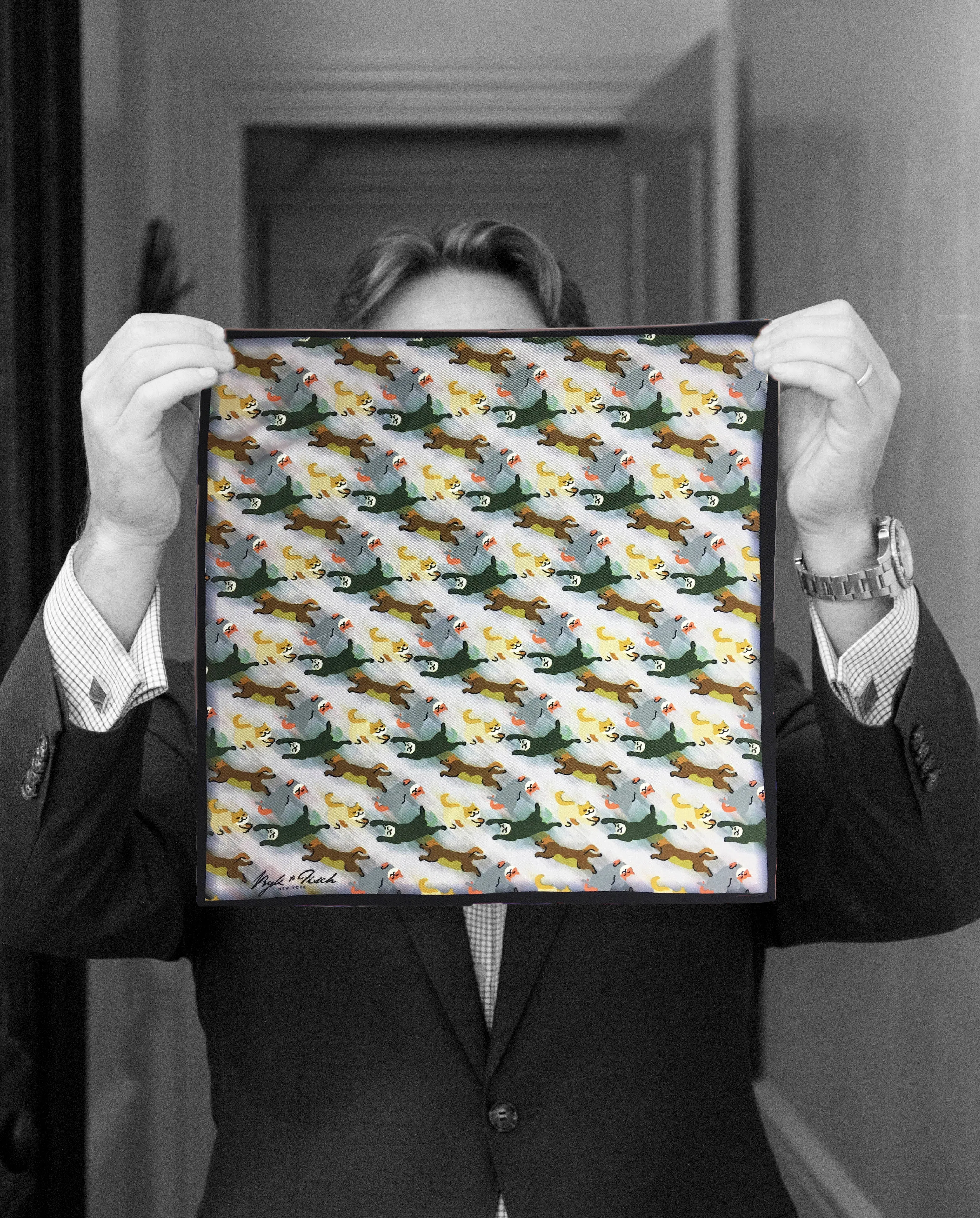 "CAMO CATS" DIGITAL PRINT POCKET SQUARE