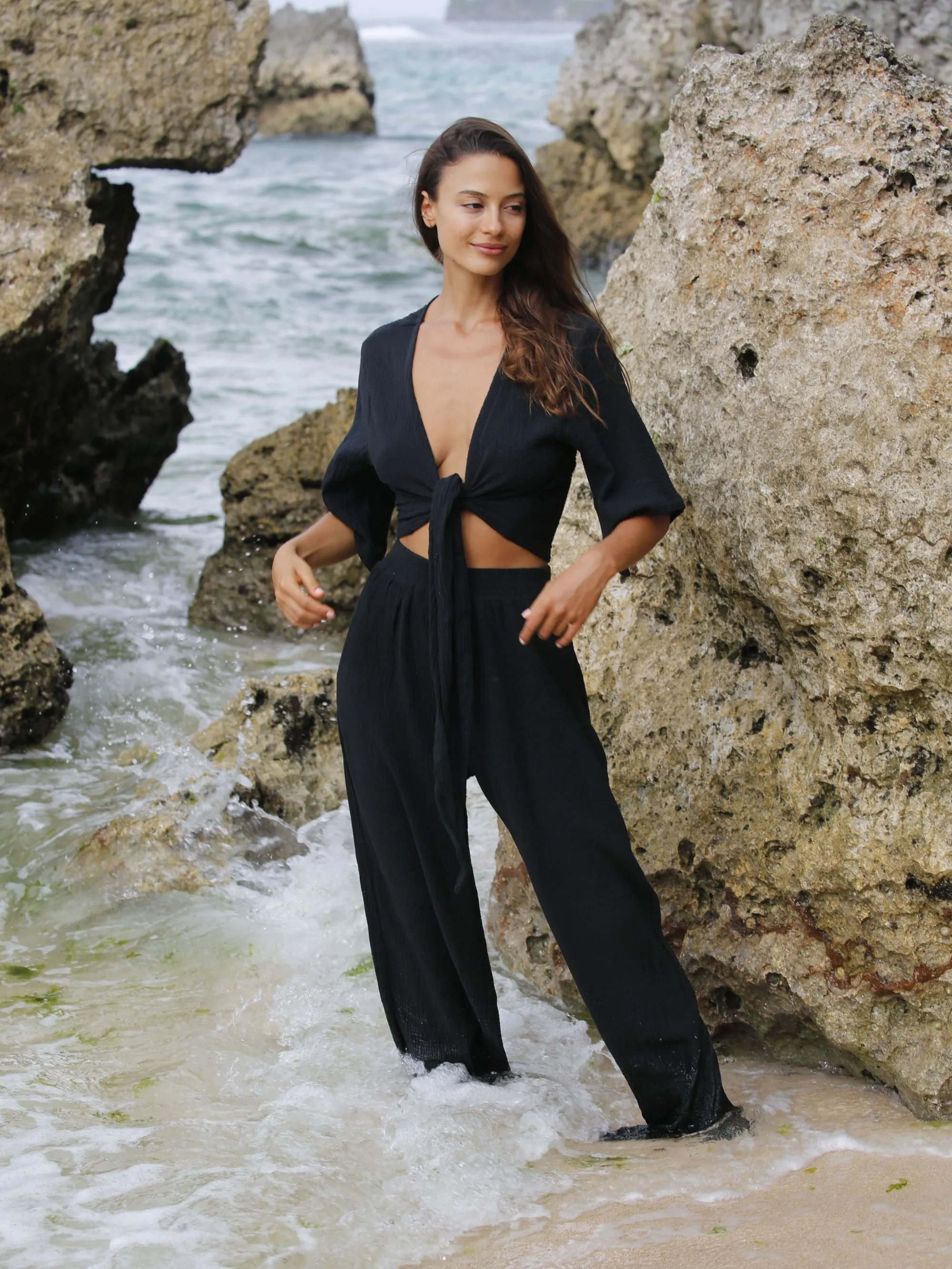 Skye Palazzo Pants - Black