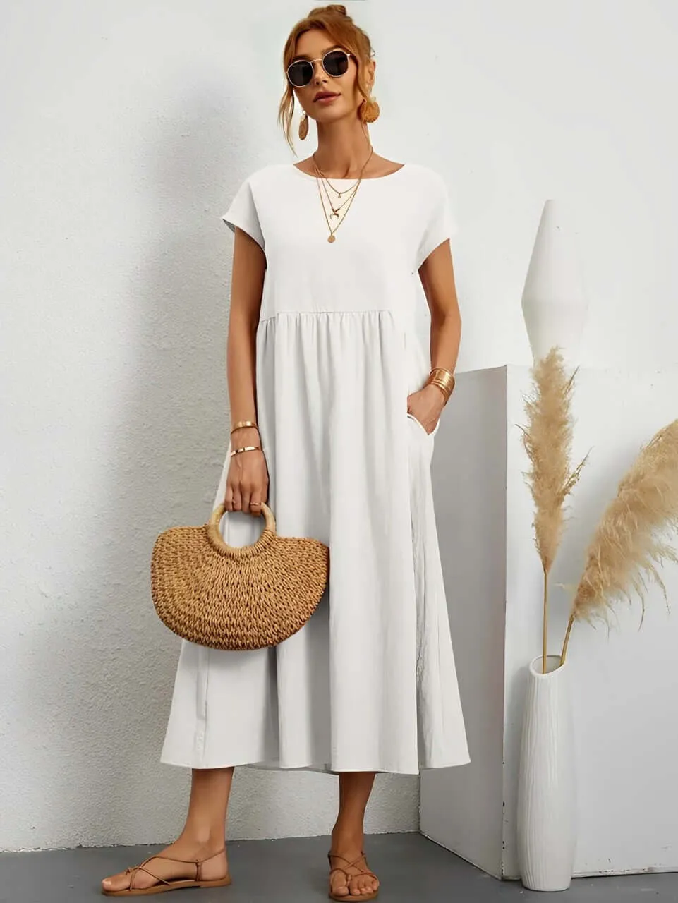 Summer Cotton Dress: Relaxed Fit, Breathable & Comfortable