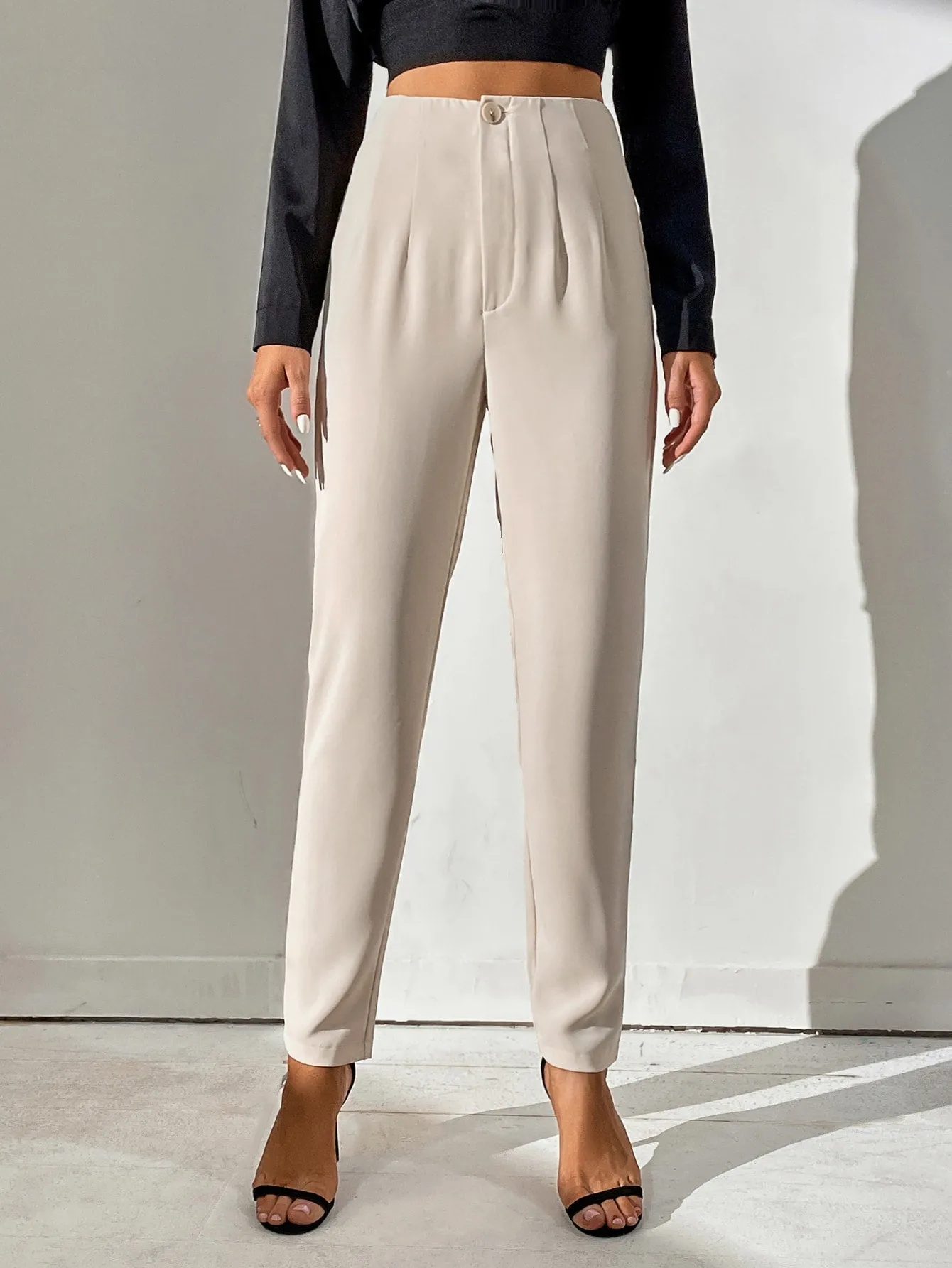 Tall High Waist Plicated Detail Pants