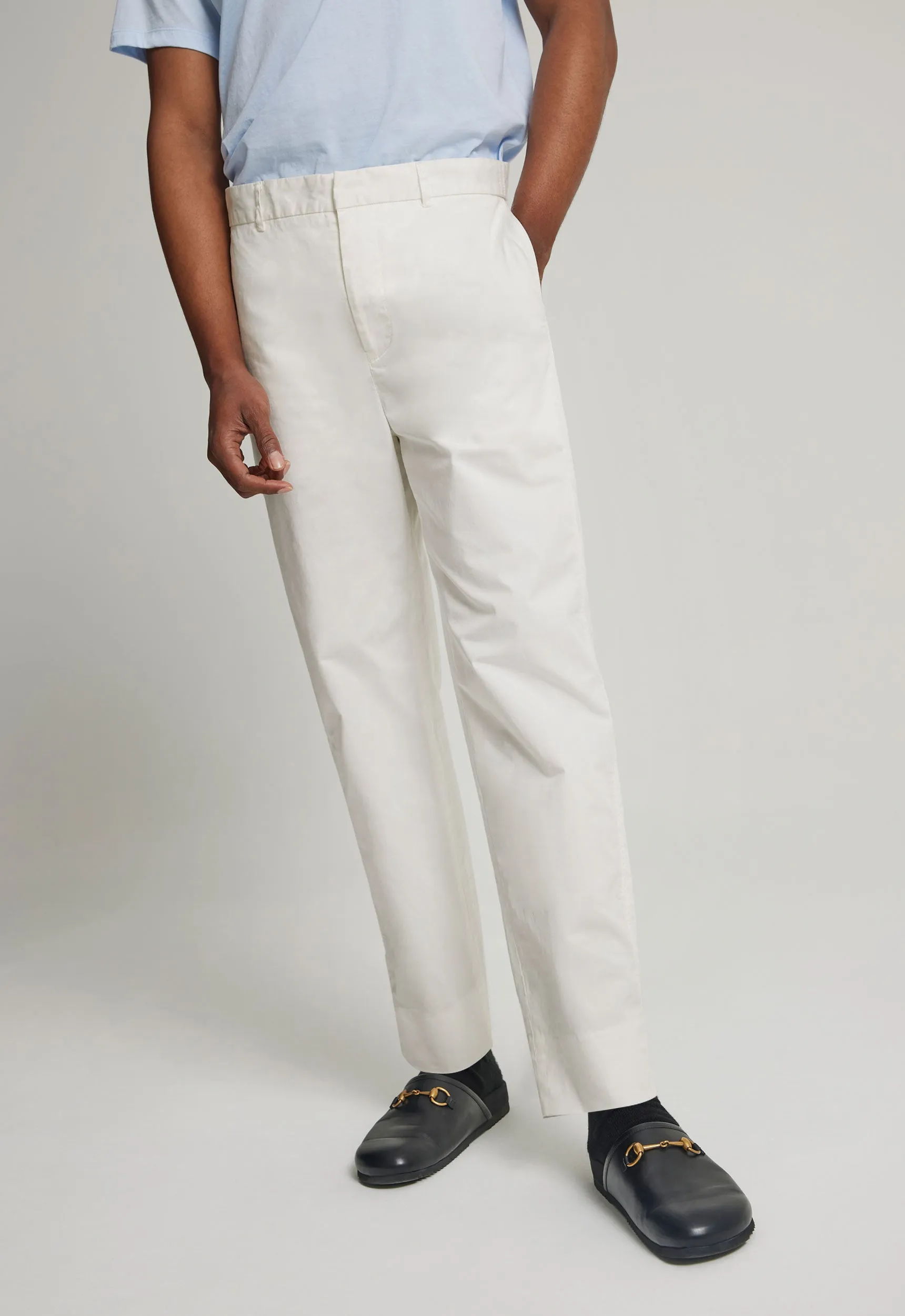 Theo Cotton Twill Pant - White