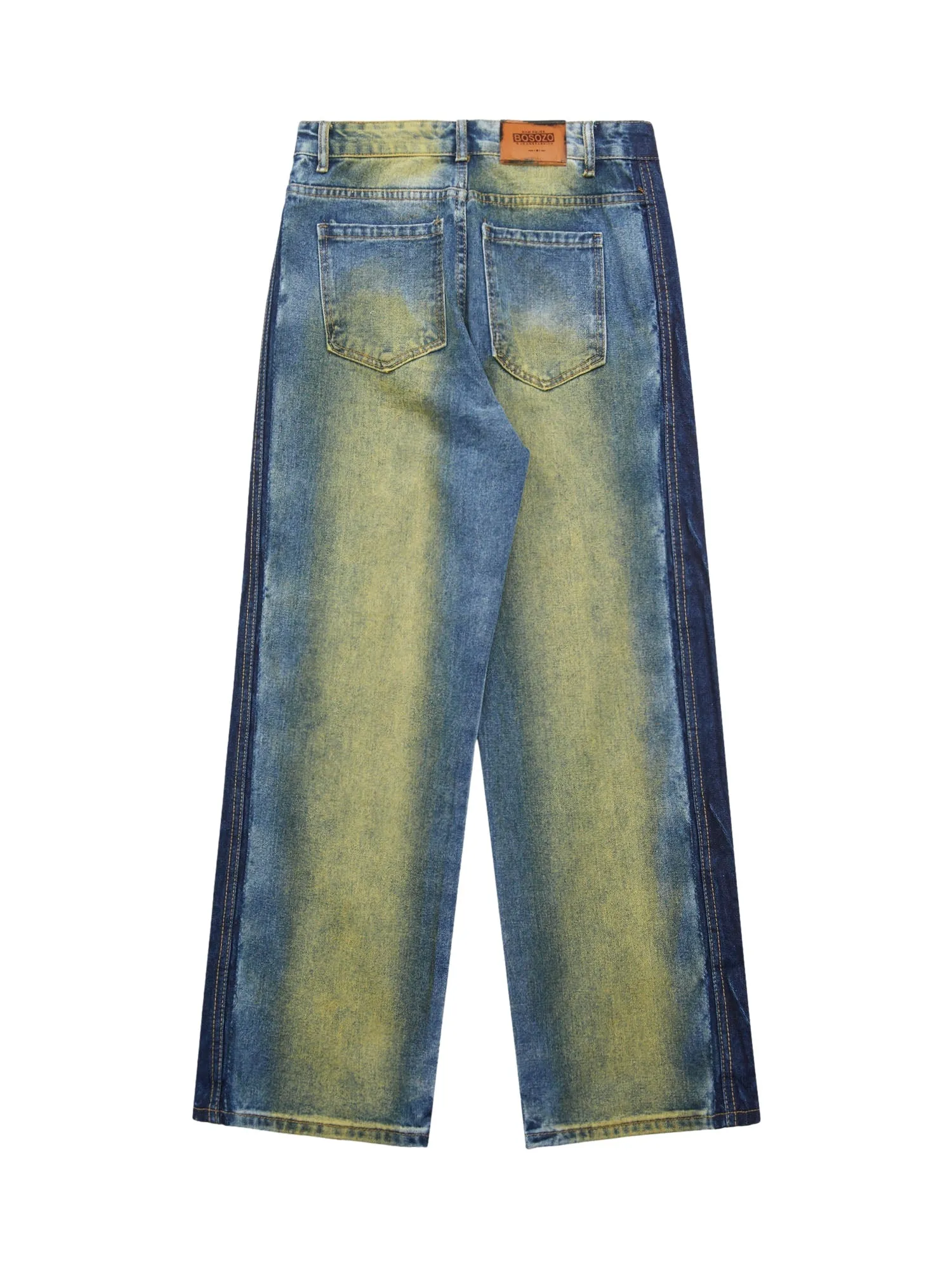 Thesupermade Hip-hop Washed Distressed Loose Spray-dyed Jeans