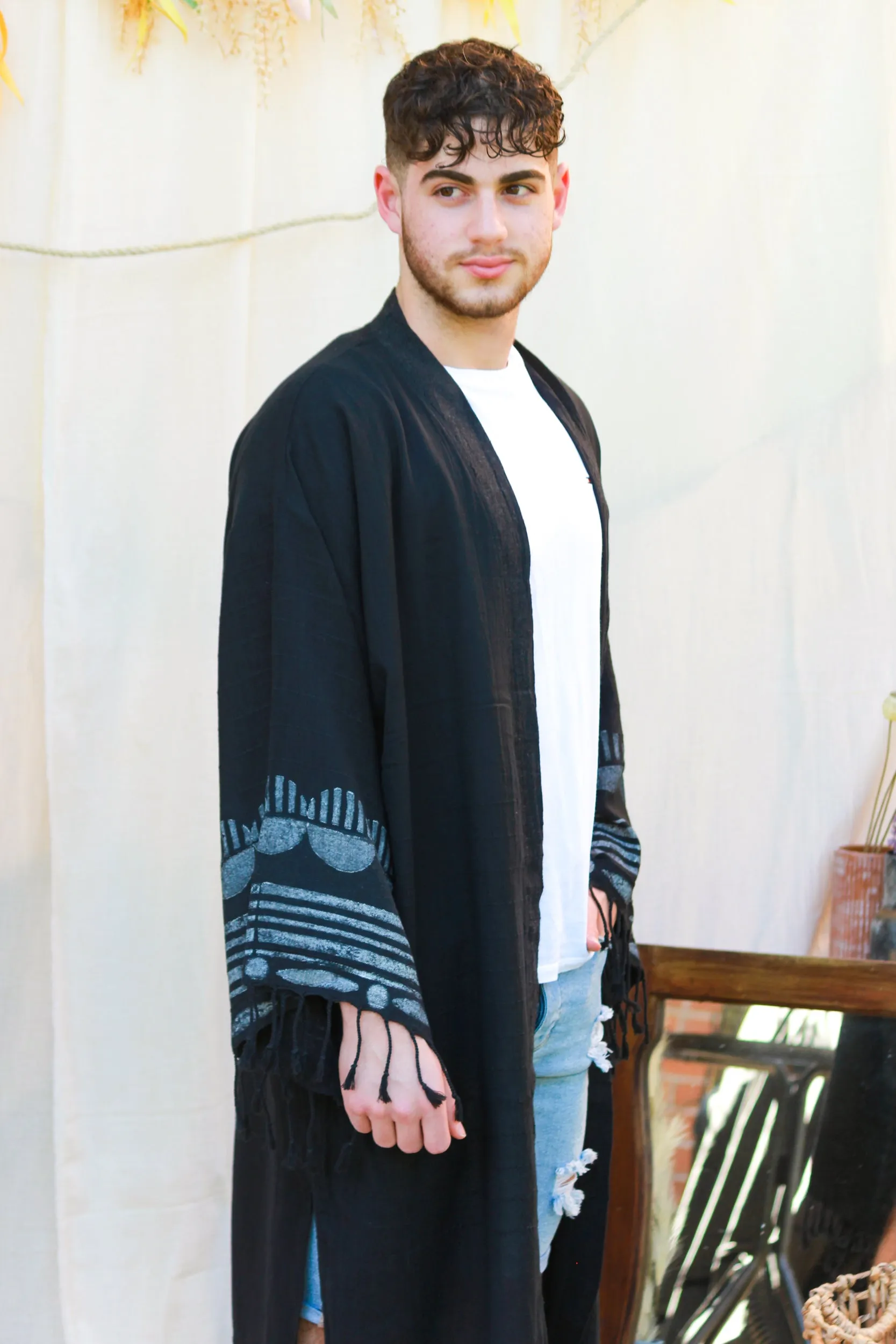 Unisex Black Kimono - Soft & Breathable