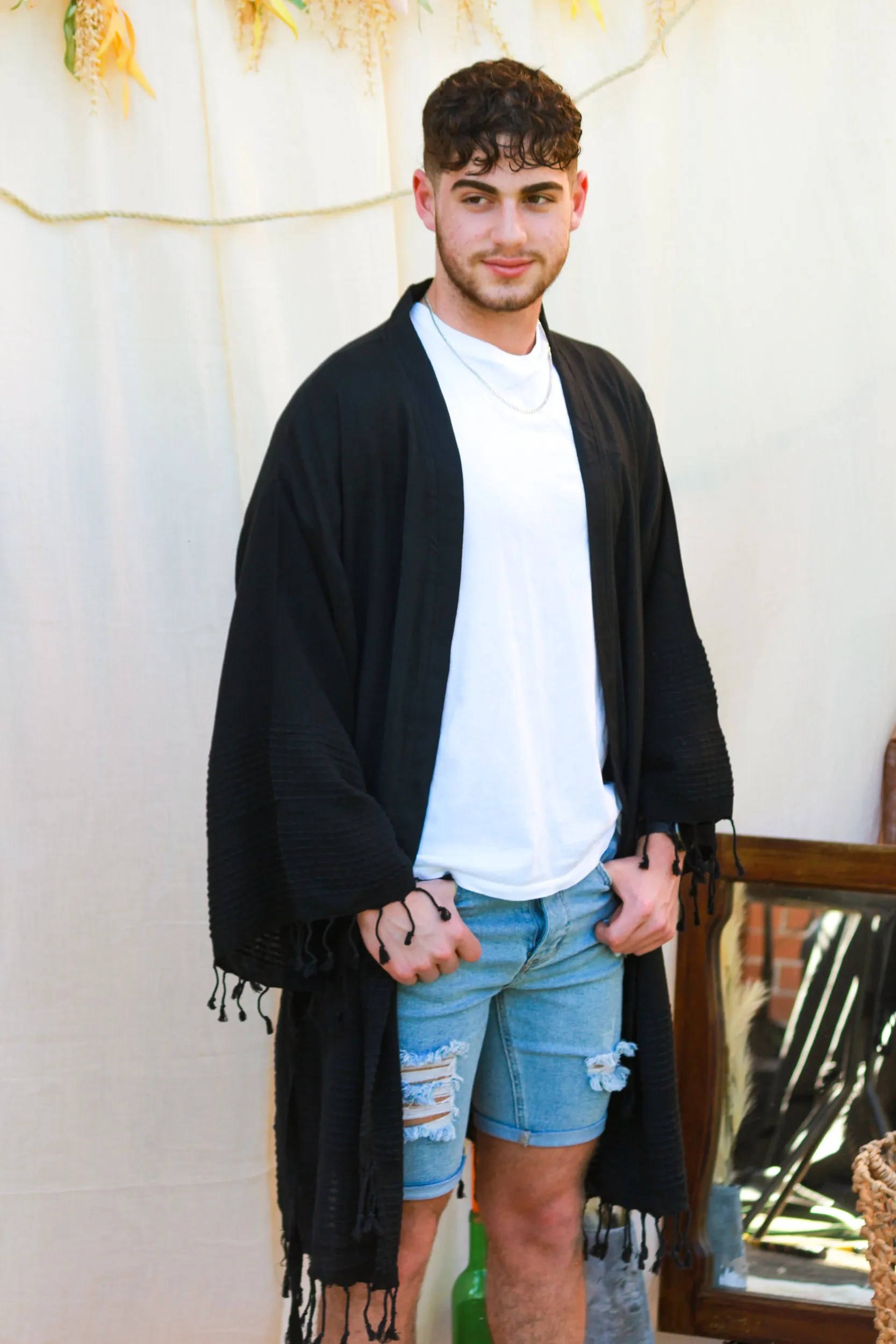 Unisex Black Kimono - Soft & Breathable
