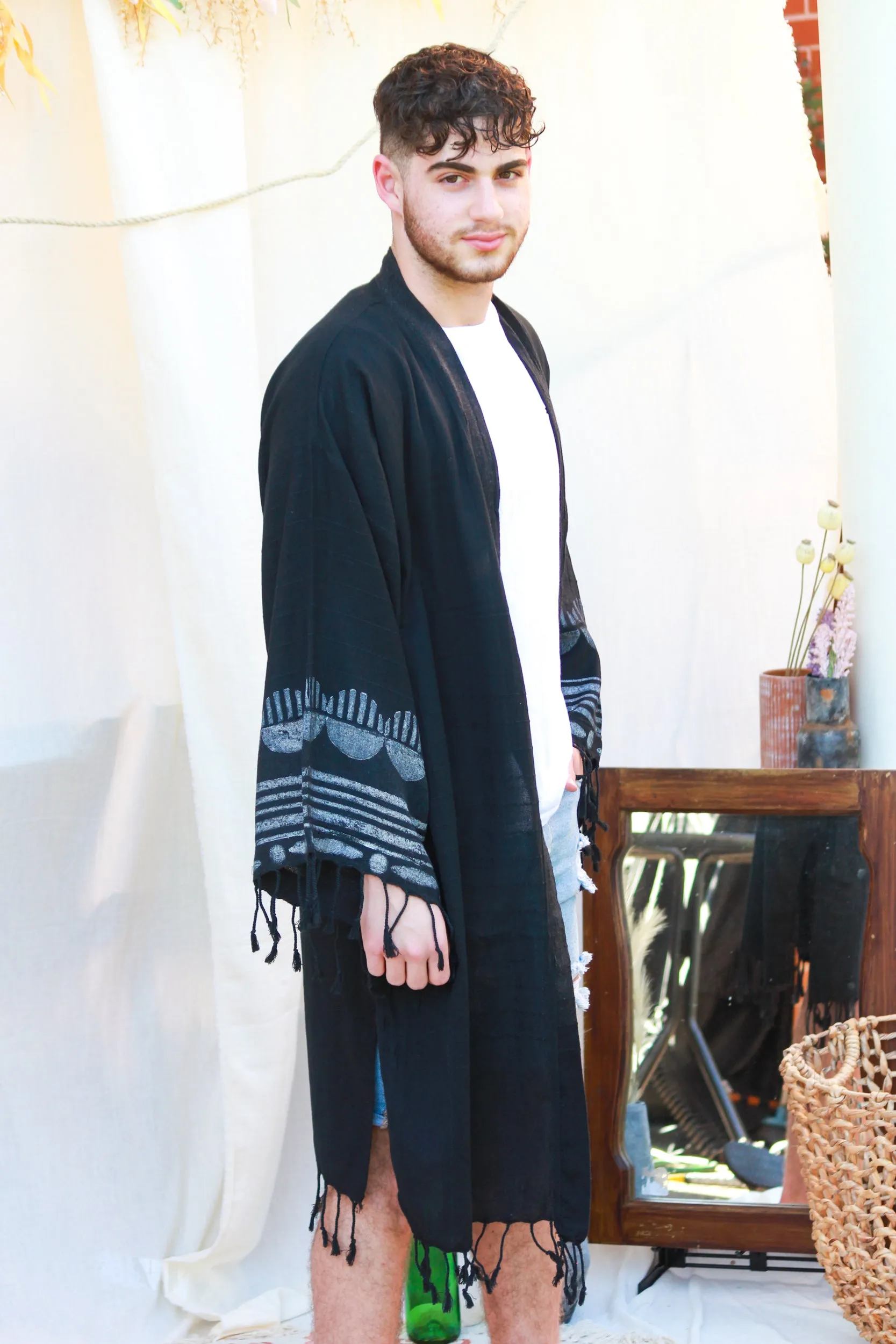 Unisex Black Kimono - Soft & Breathable