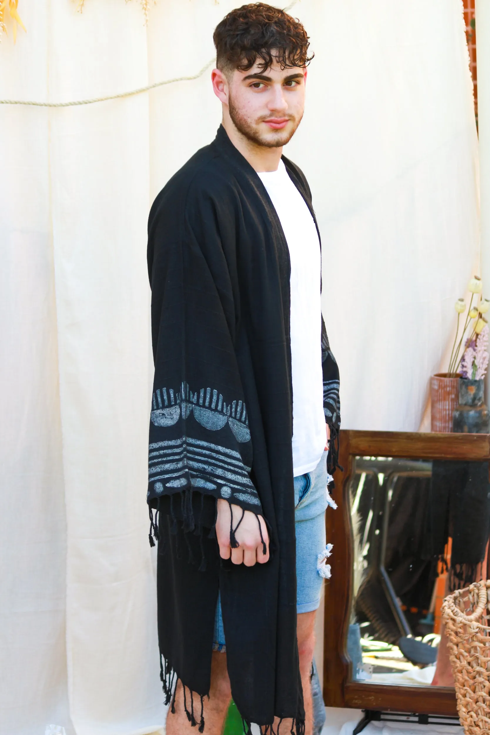 Unisex Black Kimono - Soft & Breathable