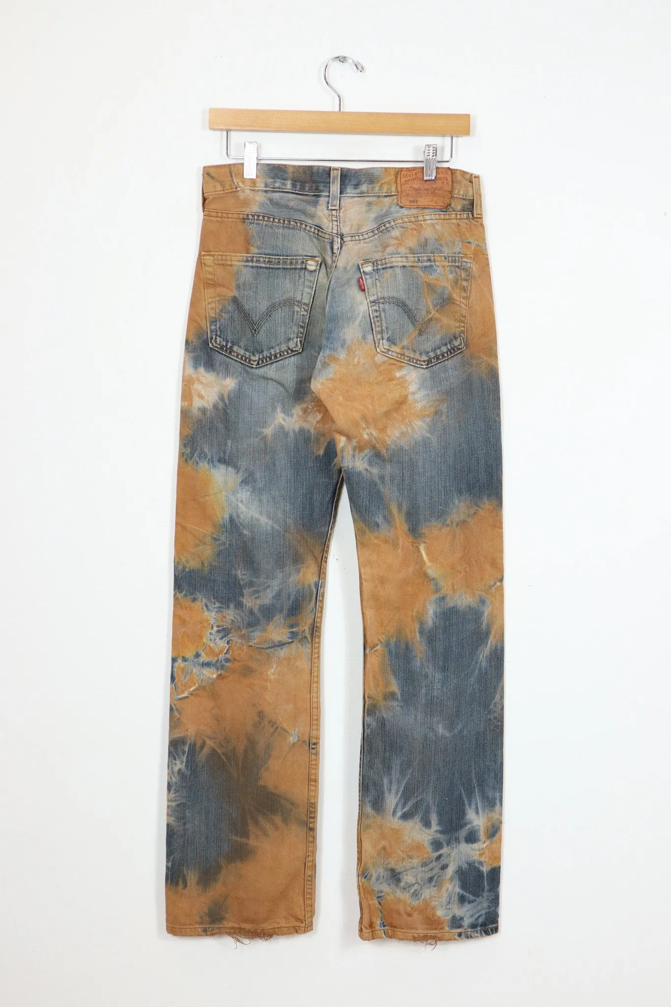 Vintage Reworked Rust Dyed 501 Levis Button Fly Jeans