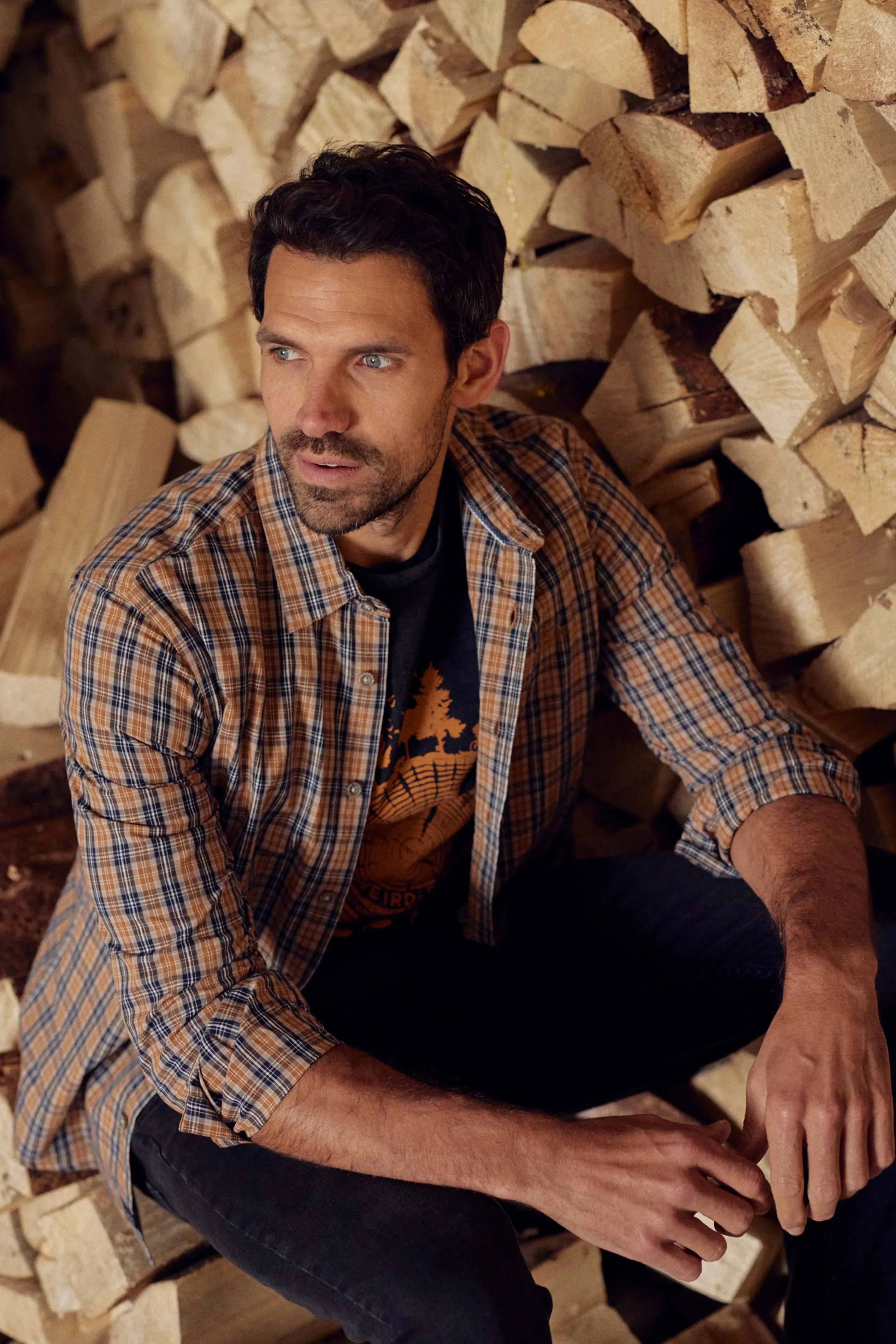 Weird Fish L Caramel Lando Long Sleeve Check Shirt