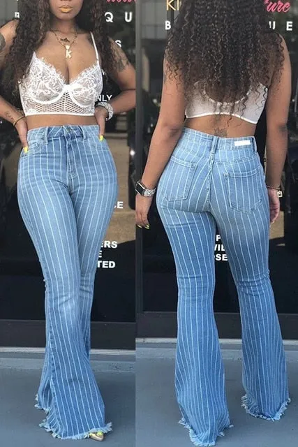 Women ripped wide leg jeans