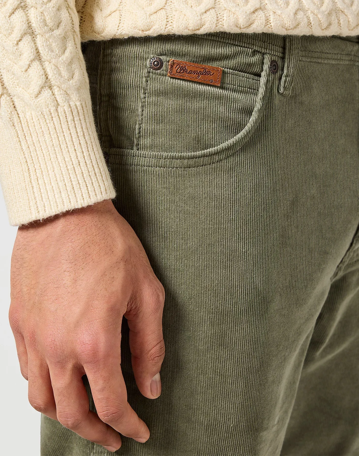 Wrangler Texas Slim Dusty Olive Cord Jeans R