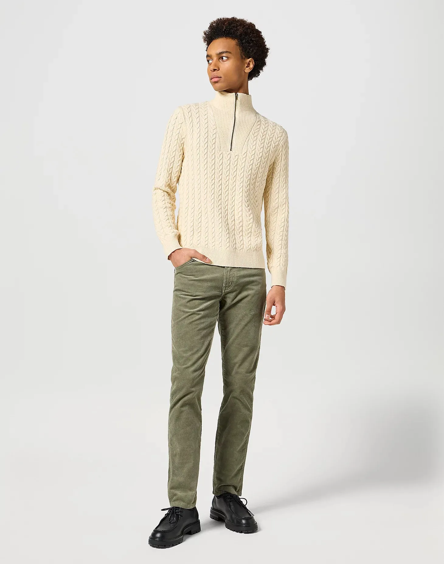 Wrangler Texas Slim Dusty Olive Cord Jeans R